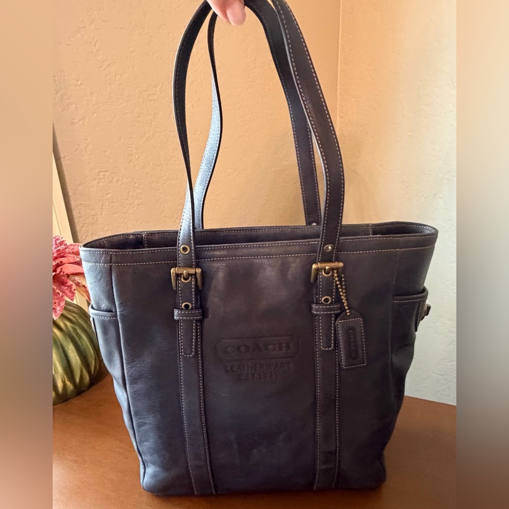 Coach Vintage Navy Leatherware Tote-2005